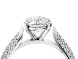 White gold Oval Solitaire Pavé Diamond Engagement Ring with Four-Prong Setting_161