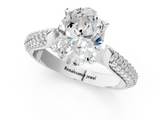 White gold Oval Solitaire Pavé Diamond Engagement Ring with Four-Prong Setting_162
