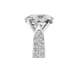 White gold Oval Solitaire Pavé Diamond Engagement Ring with Four-Prong Setting_162