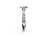 White gold Oval Solitaire Pavé Diamond Engagement Ring with Four-Prong Setting_163