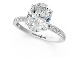10K White Gold 0.53 Carat D VS1 Oval Diamond Solitaire Engagement Ring with Round  Pavé Band and Prong Setting
