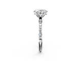 10K White Gold 0.53 Carat D VS1 Oval Diamond Solitaire Engagement Ring with Round  Pavé Band and Prong Setting