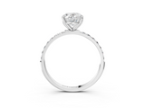 10K White Gold 0.53 Carat D VS1 Oval Diamond Solitaire Engagement Ring with Round  Pavé Band and Prong Setting