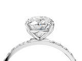 10K White Gold 0.53 Carat D VS1 Oval Diamond Solitaire Engagement Ring with Round  Pavé Band and Prong Setting