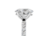 10K White Gold 0.53 Carat D VS1 Oval Diamond Solitaire Engagement Ring with Round  Pavé Band and Prong Setting