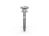 White gold Oval Solitaire Pavé Diamond Milgrain Engagement Ring with Four-Prong Setting_23