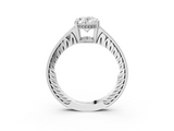 White gold Oval Solitaire Pavé Diamond Milgrain Engagement Ring with Four-Prong Setting_24