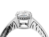 White gold Oval Solitaire Pavé Diamond Milgrain Engagement Ring with Four-Prong Setting_25