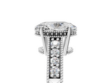 White gold Oval Solitaire Pavé Diamond Milgrain Engagement Ring with Four-Prong Setting_26