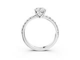 White gold Oval Solitaire Pave Diamond Engagement Ring with Four-Prong Setting_369