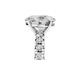 White gold Oval Solitaire Pave Diamond Engagement Ring with Four-Prong Setting_371