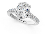 White gold Oval Solitaire Pave Diamond Engagement Ring with Prong Setting_64