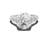 White gold Oval Solitaire Pave Split Shank Ring with Four-Prong Setting_123