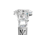 White gold Oval Solitaire Princess Side Stone Engraved Band Prong Setting Ring_8