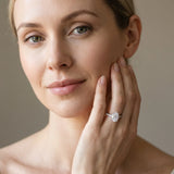 White gold Oval Solitaire Prong Set Diamond Engagement Ring with Pave Band_7