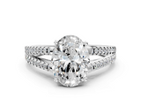 White gold Oval Solitaire Split Shank Pavé Diamond Engagement Ring_348