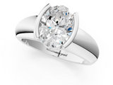 White gold Oval Solitaire Tension Set Diamond Ring with Wide Band_21