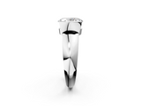 White gold Oval Solitaire Tension Set Diamond Ring with Wide Band_22