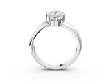 White gold Oval Solitaire Tension Set Diamond Ring with Wide Band_23