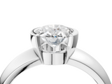 White gold Oval Solitaire Tension Set Diamond Ring with Wide Band_24