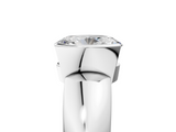 White gold Oval Solitaire Tension Set Diamond Ring with Wide Band_25