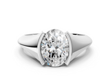 White gold Oval Solitaire Tension Set Diamond Ring_20
