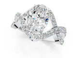 White gold Oval Solitaire Twist Band Pavé Diamond Engagement Ring_33