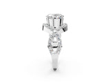 White gold Oval Solitaire Twist Band Pavé Diamond Engagement Ring_34