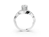 White gold Oval Solitaire Twist Band Pavé Diamond Engagement Ring_35