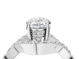 White gold Oval Solitaire Twist Band Pavé Diamond Engagement Ring_36