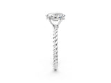 White gold Oval Solitaire Twist Band Ring with Four-Prong Setting_14