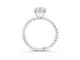 White gold Oval Solitaire Twist Band Ring with Four-Prong Setting_15