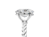 White gold Oval Solitaire Twist Band Ring with Four-Prong Setting_17