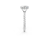 White gold Oval Solitaire Twist Band Ring with Four-Prong Setting_68