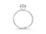 White gold Oval Solitaire Twist Band Ring with Four-Prong Setting_69