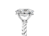 White gold Oval Solitaire Twist Band Ring with Four-Prong Setting_71