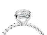 White gold Oval Solitaire Twist Band Ring with Four-Prong Setting_72