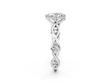 White gold Oval Solitaire Twist Band with Leaf Prong Setting 2