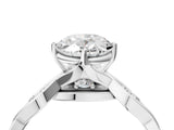 White gold Oval Solitaire Twist Band with Leaf Prong Setting 4