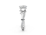 White gold Oval Solitaire Twist Band with Pavé Accents and Four-Prong Setting_22