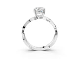 White gold Oval Solitaire Twist Band with Pavé Accents and Four-Prong Setting_23