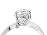 White gold Oval Solitaire Twist Band with Pavé Accents and Four-Prong Setting_24