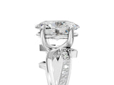 White gold Oval Solitaire Twist Band with Pavé Accents and Four-Prong Setting_25