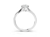 White gold Oval Solitaire Twist Band with Pavé Diamonds and Four-Prong Setting_80