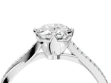 White gold Oval Solitaire Twist Band with Pavé Diamonds and Four-Prong Setting_81