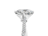 White gold Oval Solitaire Twist Band with Pavé Diamonds and Four-Prong Setting_82