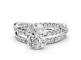 White gold Oval Solitaire Twist Band with Pavé Setting and Four-Prong Setting_121