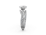 White gold Oval Solitaire Twist Band with Pavé Setting and Four-Prong Setting_122