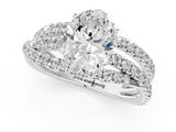White gold Oval Solitaire Twist Band with Pavé Setting and Four-Prong Setting_122