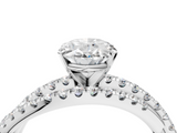 White gold Oval Solitaire Twist Band with Pavé Setting and Four-Prong Setting_124